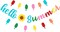 Colorful Glitter Summer Sunflower Banner, Hello Summer Ice Cream